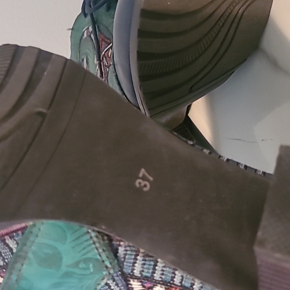 Socofy Leather Tapestry Lace-up Colorful Artsy Ankle Boots Booties EU 37 US 6.5 - Picture 11 of 15